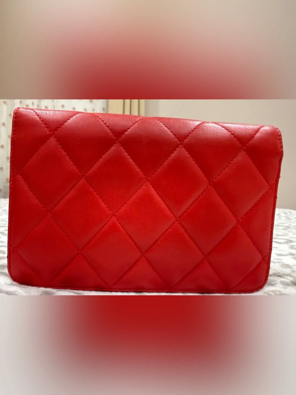 Chanel Red Quilted Leather lambskin WOC with Gold Hardware